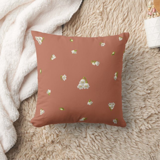 Coussin Terracotta Lily of the Valley Floral Pattern (Couverture)