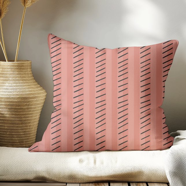 Coussin Terracotta Moderne Boho Stripes (Créateur téléchargé)