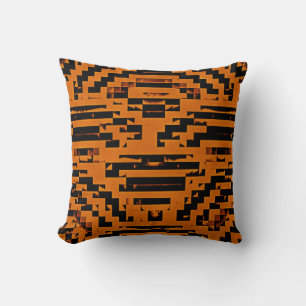 Coussin Terracotta orange brûlée et Motif moderne noir