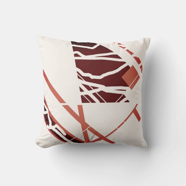 Coussin Terracotta Rouge Brown blanc cassé Art Abstrait De (Recto)