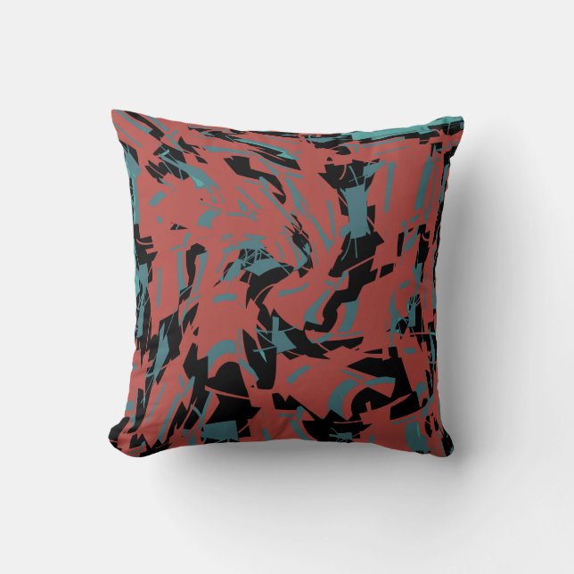 Coussin Terracotta Rouge Turquoise Noir Petites Formes Imp (Recto)