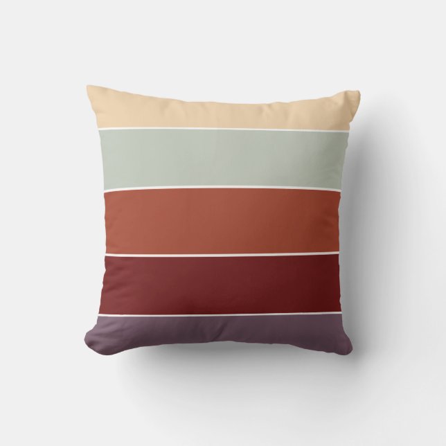 Coussin Terracotta rustique beige rayures chaudes automne (Recto)
