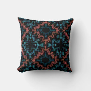 Coussin Terracotta Turquoise Black Squiggle Grandes Mosaïq