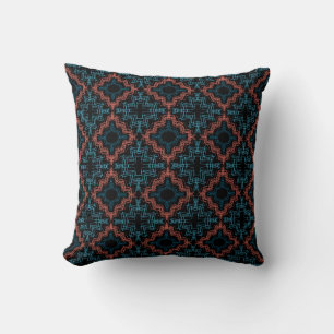Coussin Terracotta Turquoise Black Squiggle Petites mosaïq