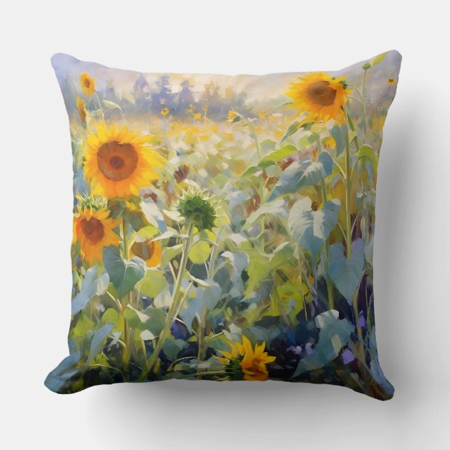Coussin Terrain de tournesol d'été (Recto)