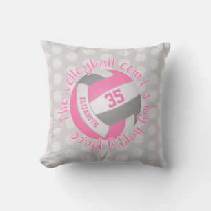 Coussin terrain de volley-ball gris rose mon endroit heure