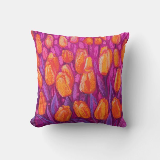 Coussin Terrain Tulipes, Fleurs De Printemps Florales Oran (Recto)