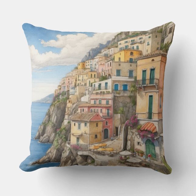 Coussin Terrasse Côtière Ensoleillée sur une Colline (Recto)