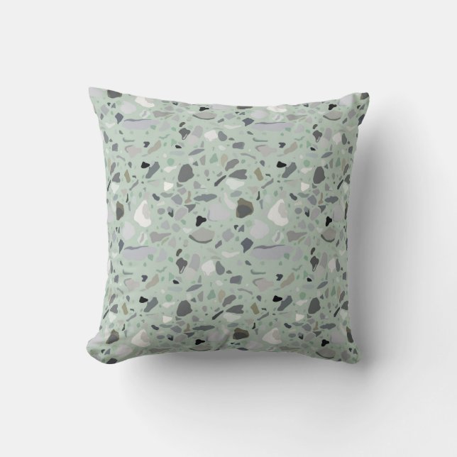 Coussin Terrazzo Motif Art déco Mi-siècle (Recto)