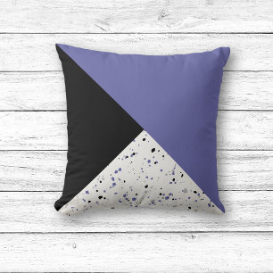 Coussin Terrazzo noir et pérvenche moderne et tendance