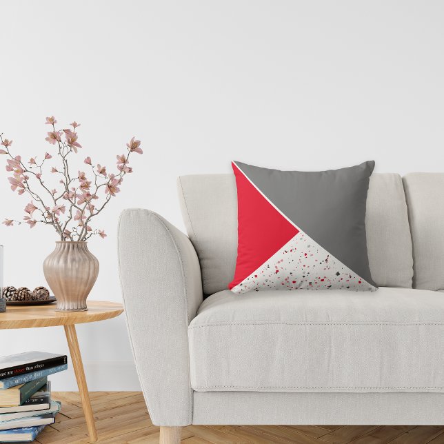 Coussin Terrazzo rouge géométrique moderne (Créateur téléchargé)