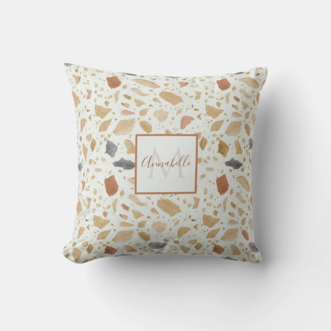 Coussin Terrazzo Terrazzo Terracotta Nom Moderne Du Milieu (Recto)