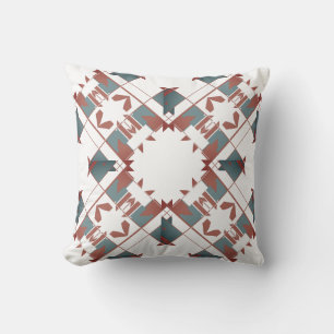 Coussin Terre cuite bleu ardoise sur losange croisé blanc
