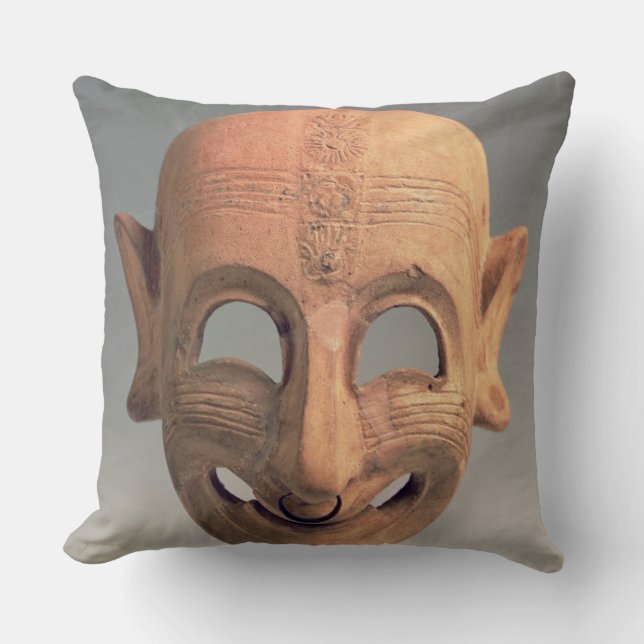 Coussin Terre cuite grimaçant le masque de San Sperate, (Recto)