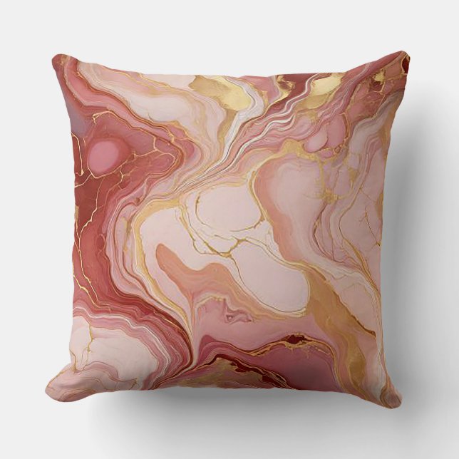 Coussin Terre Cuite Marbrée, Ivoire & Or Élégant  (Recto)