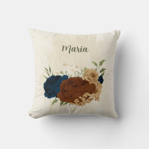 Coussin terre cuite marine floral