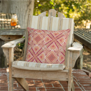 Coussin Terre cuite Rouge Brun Rouille Orange Art Tribal