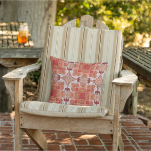 Coussin Terre cuite Rouge Brun Rouille Orange Art tribal