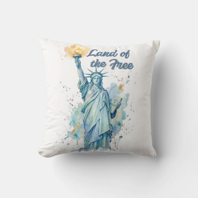 Coussin "Terre de la Liberté - Statue de la Liberté à l'aq (Recto)