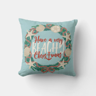Coussin Terre de Noël Coastère Tropical Sea Shell Wreath -