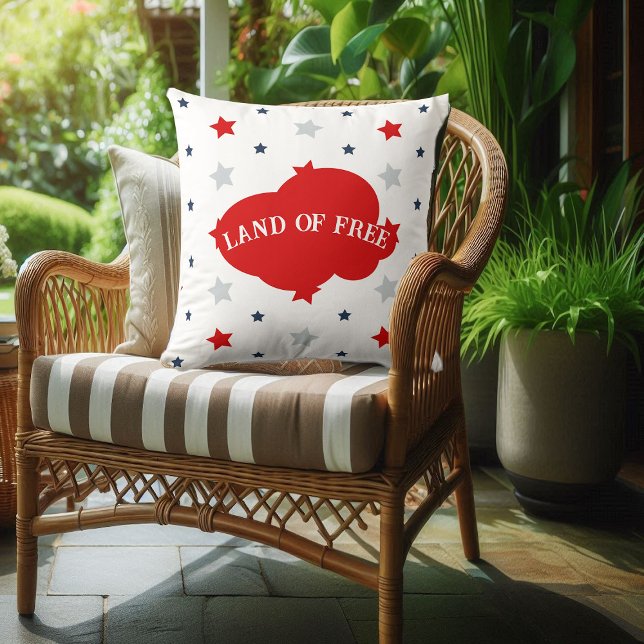 Coussin Terre Des Etoiles Bleues Libres Et Rouge Motif Pat (Land Of Free Blue And Red Stars Pattern Patriotic Outdoor Pillow)