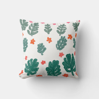 Coussin terre et mer : doodé motif fleurs & plante