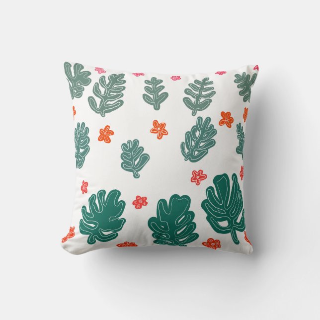 Coussin terre et mer : doodé motif fleurs & plante (Recto)