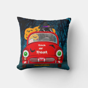 Coussin Terre-Neuve Chien voiture effrayant Halloween