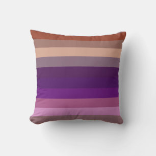Coussin Terre Rétro & Motif à rayures horizontales prune