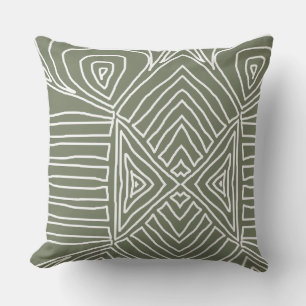 Coussin Terre verte Tribal Maze Boue Motif Africain