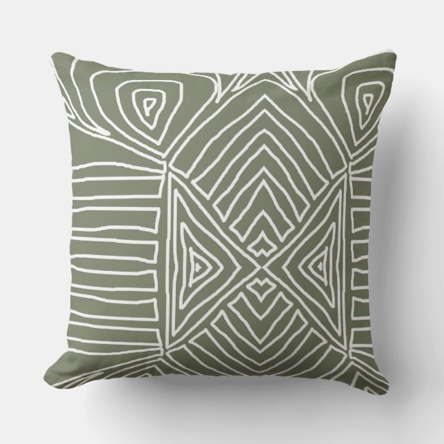 Coussin Terre verte Tribal Maze Boue Motif Africain (Recto)
