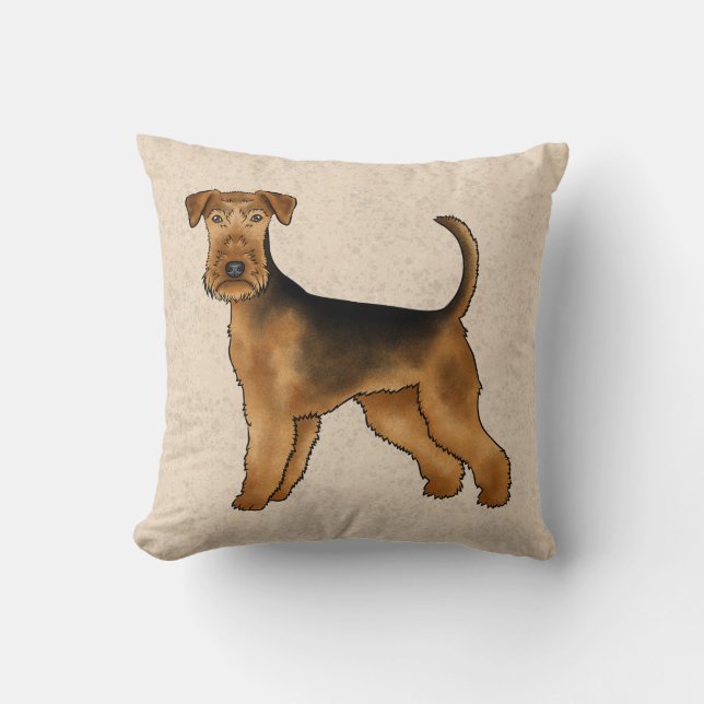 Coussin Terrier Airedale Mignon Chien de Dessin Animé sur  (Recto)