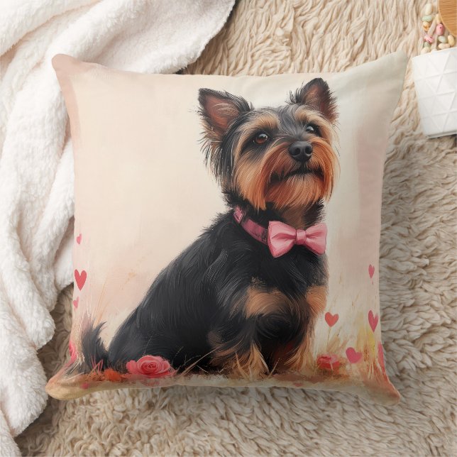 Coussin Terrier Australien avec des Roses - Saint-Valentin (Couverture)