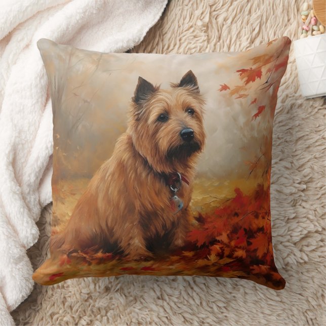 Coussin Terrier Australien dans les feuilles d'automne qui (Couverture)