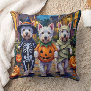 Coussin Terrier Blanc de West Highland en costumes d'Hallo