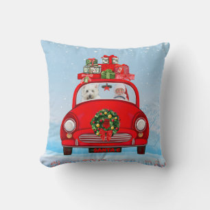 Coussin Terrier blanc West Highland avec le Père Noël