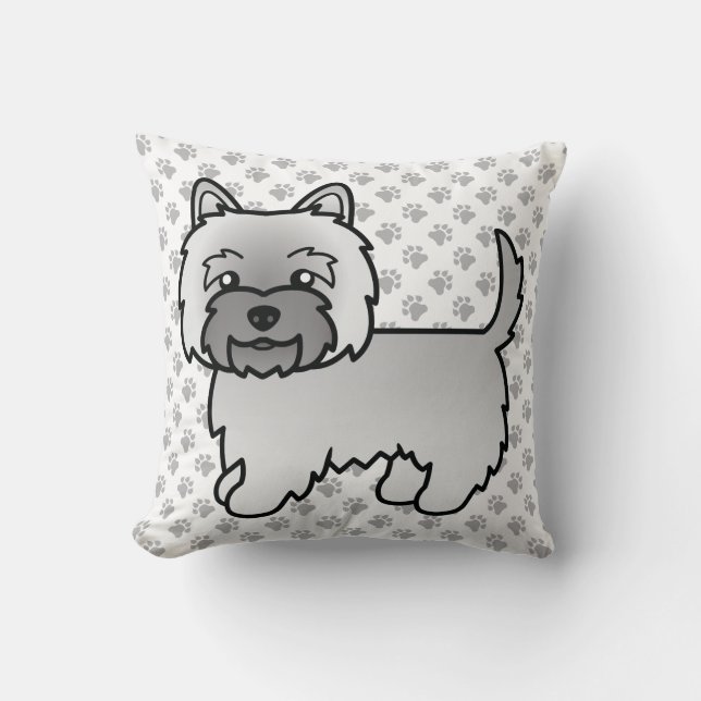 Coussin Térrier Cairn Gris Chien de Dessin Animé Mignon (Recto)