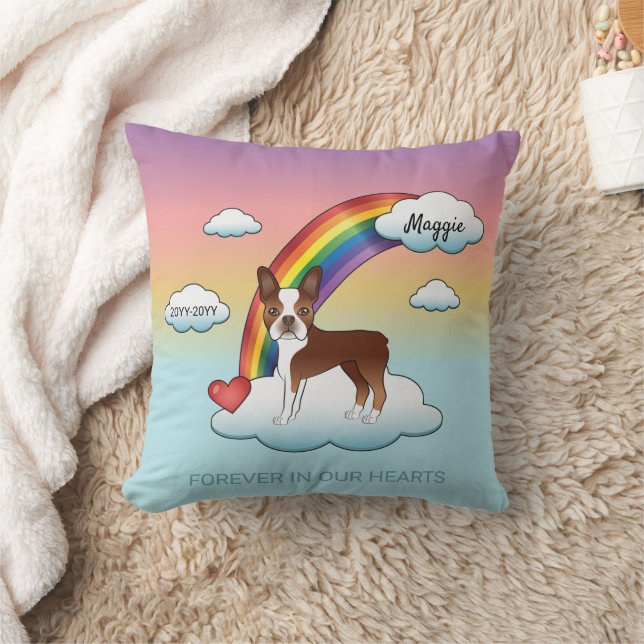 Coussin Térrier de Boston Rouge et Blanc Mémorial Arc-en-C (Couverture)