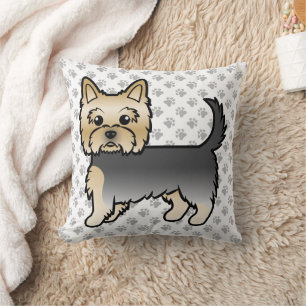 Coussin Terrier de Yorkshire bleu et or Dessin animé Chien