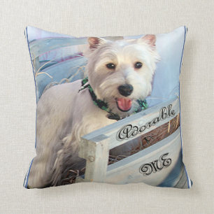 Coussin Terrier des montagnes occidental blanc adorable je