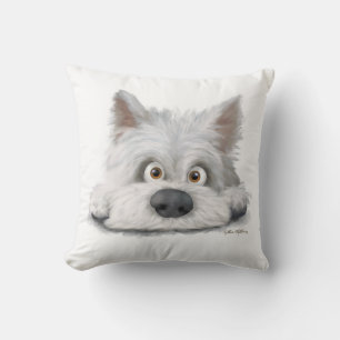 Coussin Térrier écossais blanc adorable en dessin animé