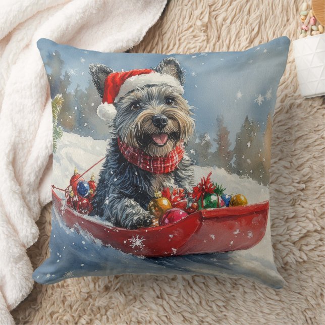Coussin Térrier écossais en traîneau Laissez tomber la nei (Couverture)