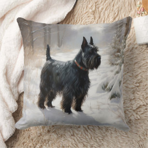 Coussin Terrier Écossais Laissez-le Neiger Noël