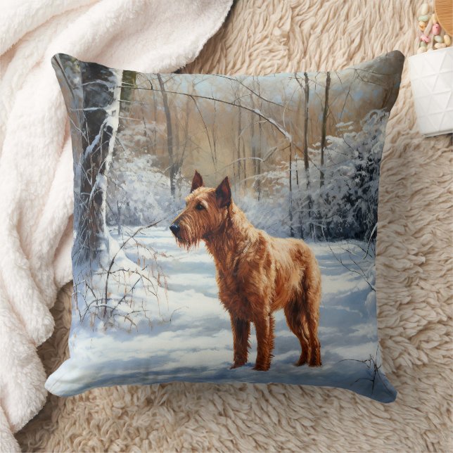 Coussin Terrier Irlandais Qu'il neige Noël (Couverture)