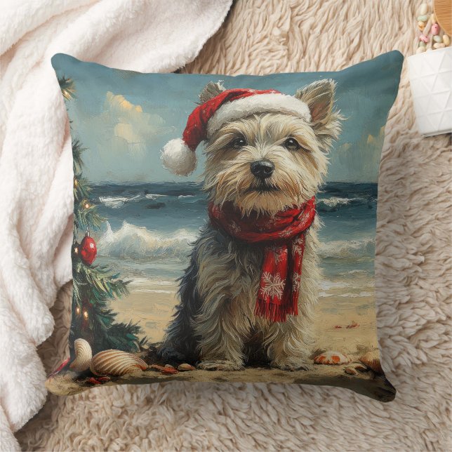 Coussin Térrier Skye Chien Noël Vintage Plage (Couverture)