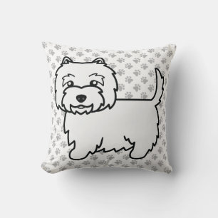 Coussin Terrier West Highland White Cartoon Chien & Pattes