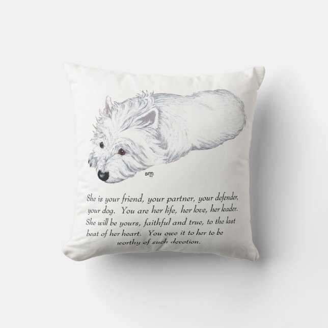 Coussin Terrier West Highland White Souvenir (Recto)
