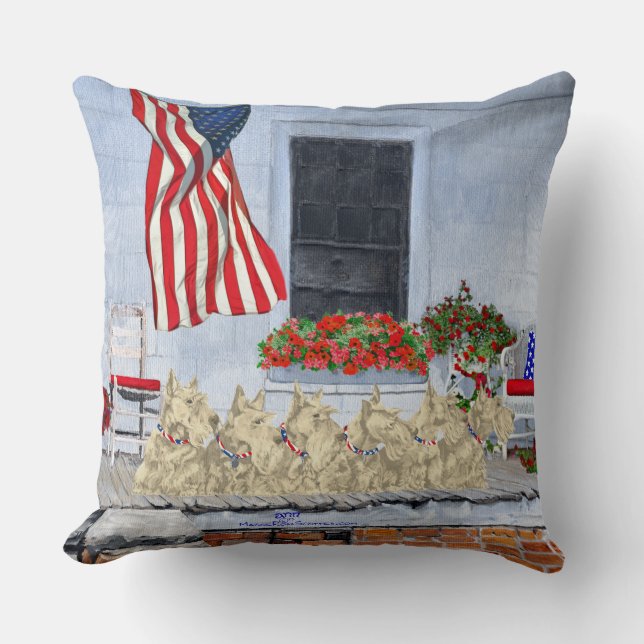 Coussin Terriers écossais Wheaten patriotiques (Recto)