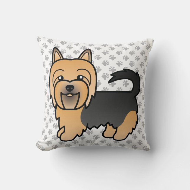 Coussin Tervueren Australien Bleu et Tan Chien de Dessin A (Recto)