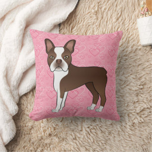 Coussin Tervueren marron Boston Terrier Chien Sur coeurs r